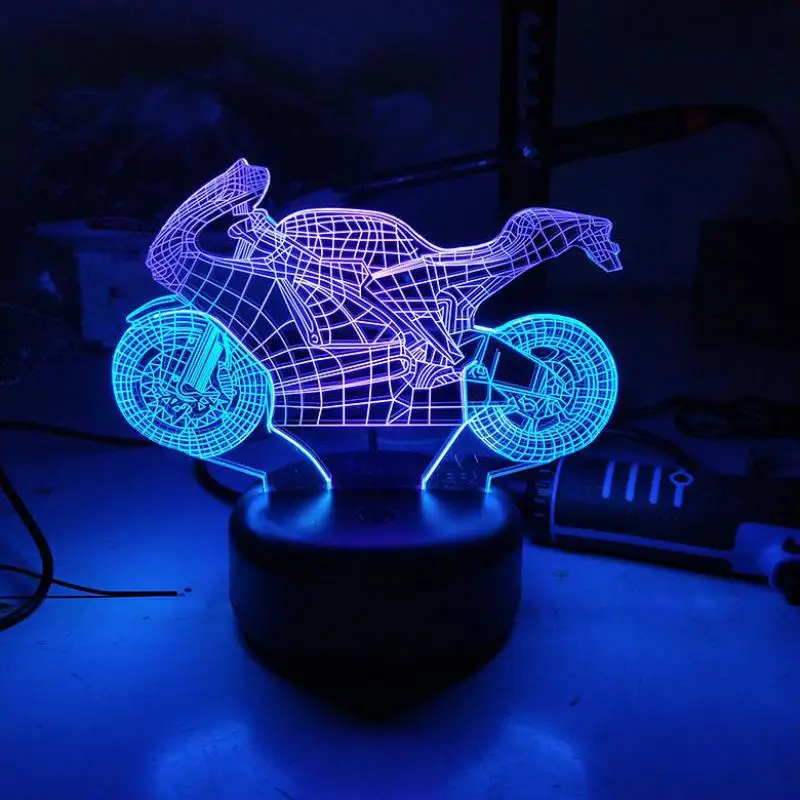Мотоциклетная 3d визуальная настольная лампа для спальни креативсветильник