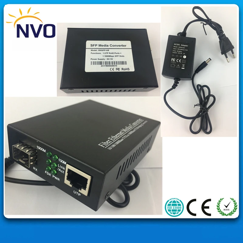 1000 м 1 RJ45 + гигабитный SFP порт Ethernet неуправляемый волоконно-оптический