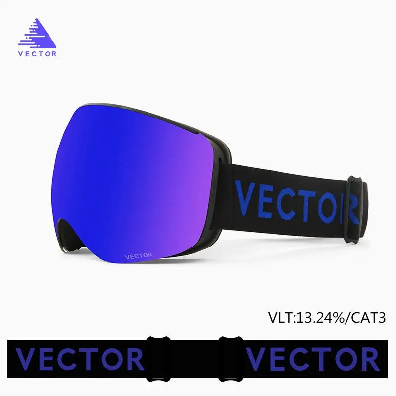 Bule Магнитные лыжные очки с быстросменными линзами и чехол защита UV400 противотуманные очки для сноуборда для мужчин и женщин - Цвет: Bule