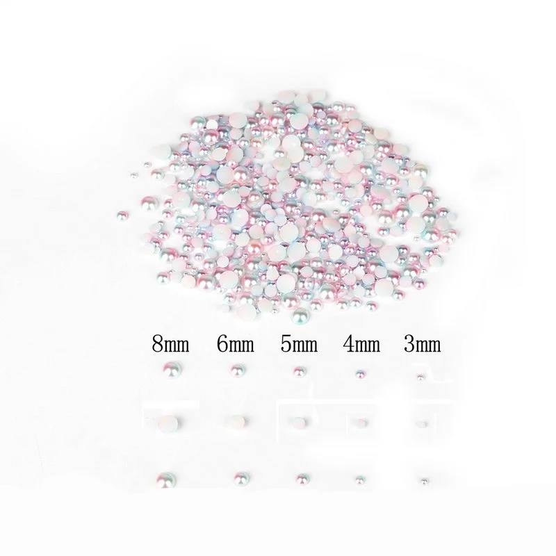 1 партия! Полукруглая жемчужная нашивка с градиентом плоский жемчуг иллюзией для