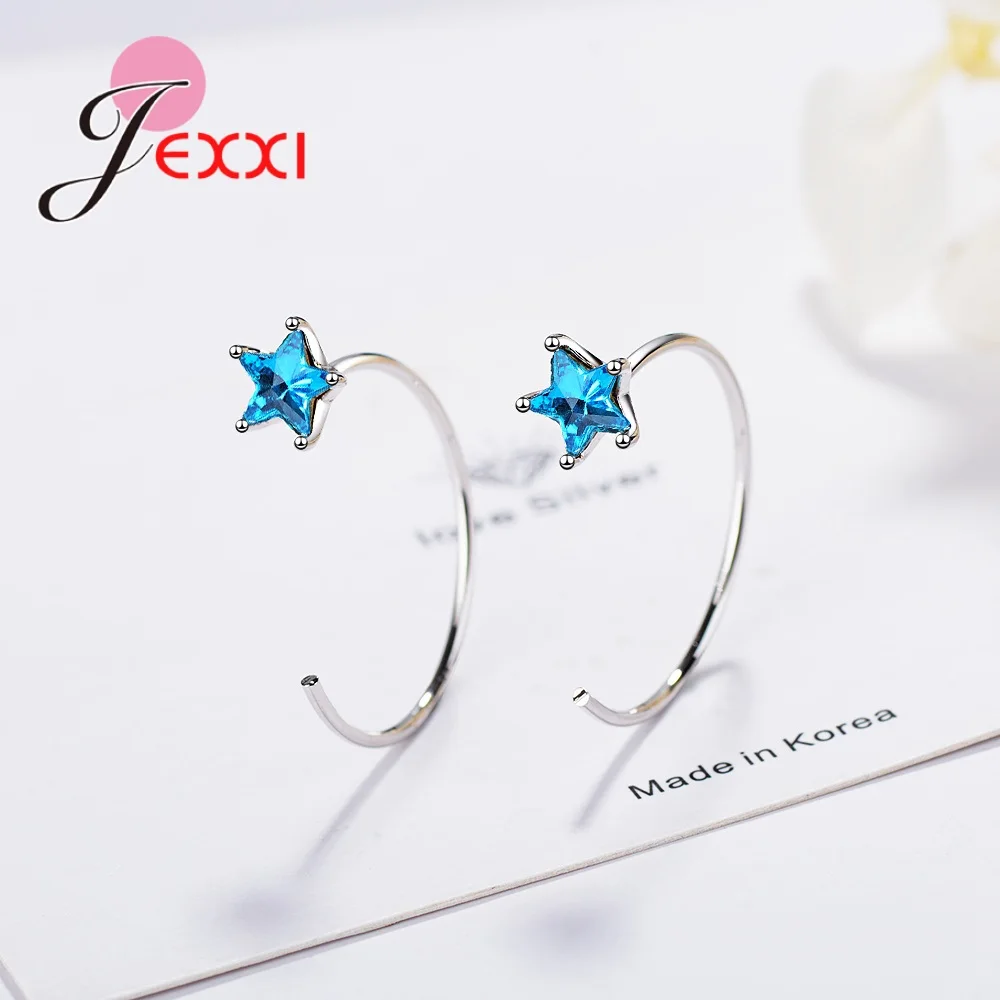 

Attractive 925 Sterling Silver Blue CZ Star Earrings for Women Girls Birthday Gifts Minimalist Jewelry Wholesale Price Brincos
