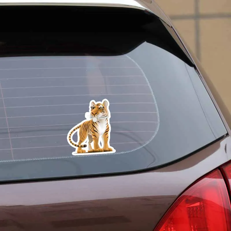 

YJZT 13.3CM*15.2CM Cartoon Animal Tiger Graphical PVC Car Body Decal Car Sticker 5-0462