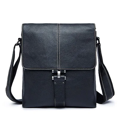 Мужские сумки из натуральной кожи, винтажные модные сумки Bolsa Feminina, деловые сумки через плечо, сумки-мессенджеры, клатчи на ремне, сумки для тела - Цвет: Черный