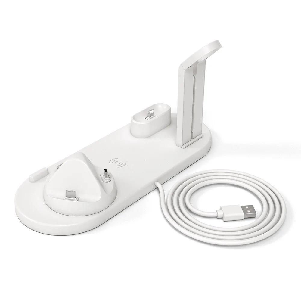 3 в 1 быстро Беспроводной Зарядное устройство станции с Тип usb C Micro USB Беспроводной Беспроводная зарядка для Iphone X apple Watch 4/3/2/1 Airpods 1/2
