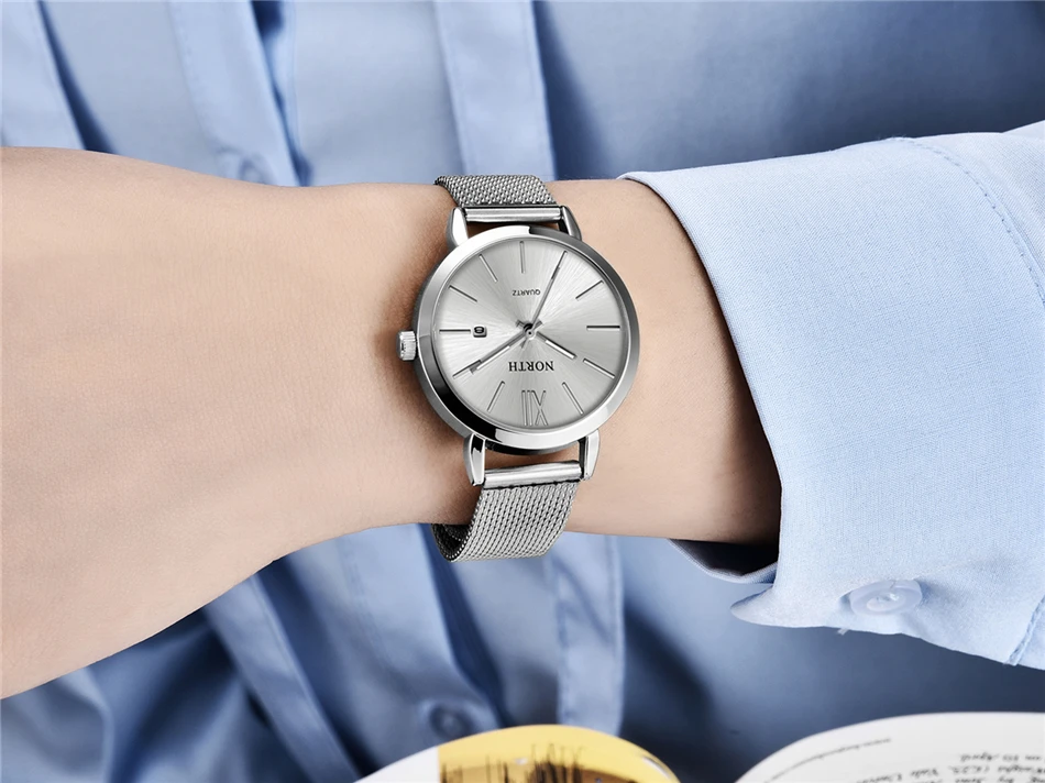 Reloj Mujer NORTH женские часы люксовый бренд кварцевые часы Женская мода платье Простые водонепроницаемые женские повседневные деловые часы