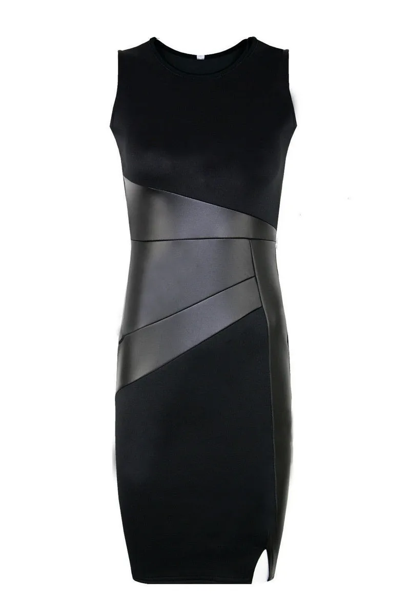 Лиза colly цвета блоки платья кожа Vestido неформальная Slim Fit халат сексуальный