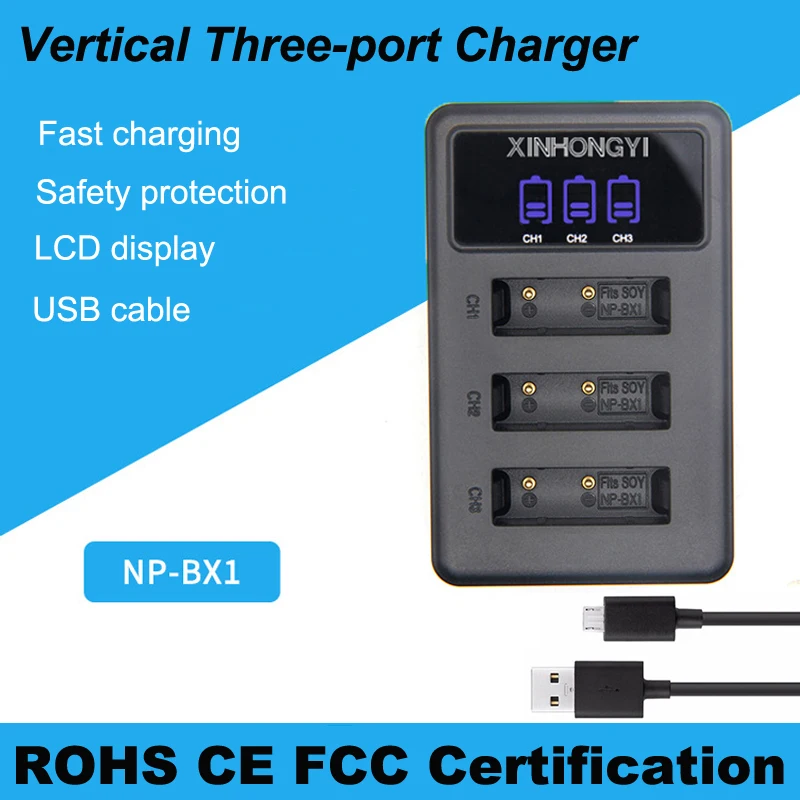 4x NP-BX1 battery NP BX1 + 3 Slots Charger for Sony DSC-RX100 DSC-WX500 HX300 WX300 HDR AS100V AS200V AS15 AS30V M2 M3 bateria |