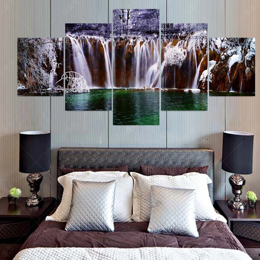 Без рамки 5 панелей современные куадросы Decoracion пруд Холст Картина маслом