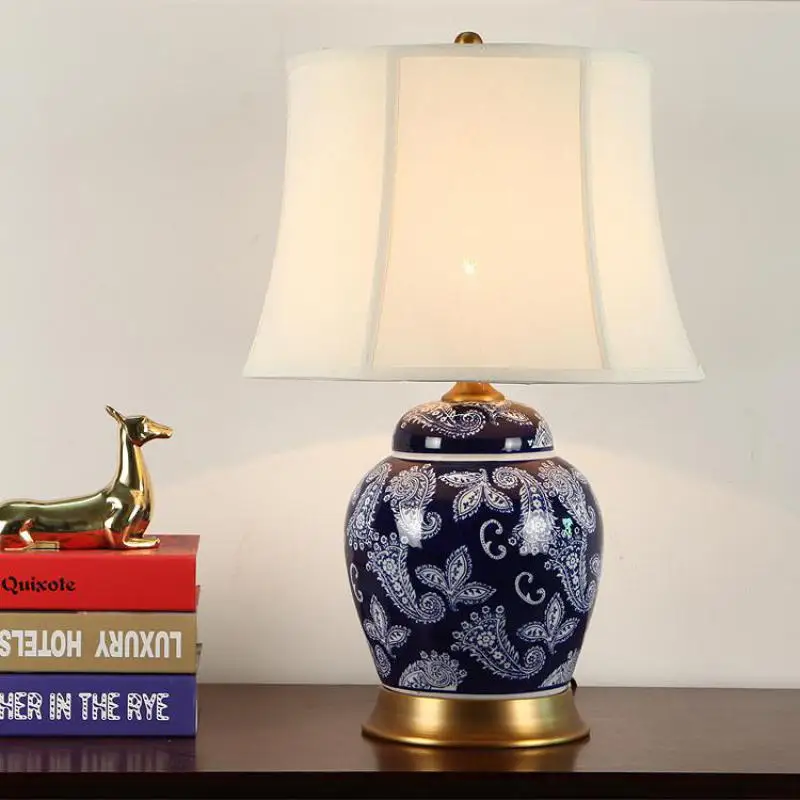 Классический китайский расписанные вручную белое синее фарфоровое ткань Led E27