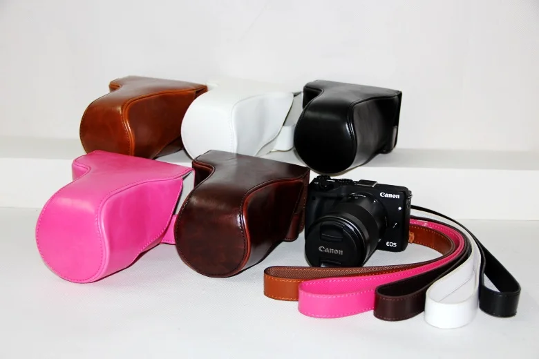 Камера сумка чехол из искусственной кожи защитный для Canon EOS M3 с плечевой ремень
