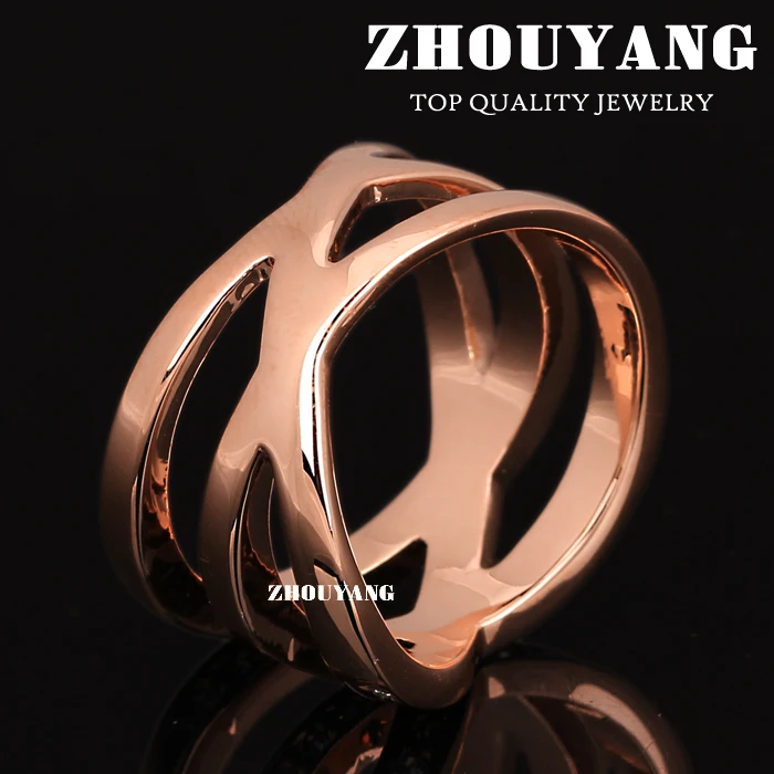 ZHOUYANG одежда высшего качества ZYR244 модный дизайн розовое золото цвет кольцо Австрийские кристаллы Полный размеры