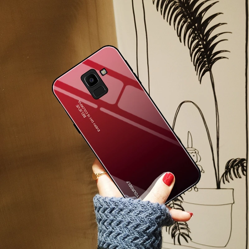 Градиентный чехол Aurora для Samsung Galaxy J4 2018 4J J400 J400F J400F/DS из закаленного стекла SM-J400F