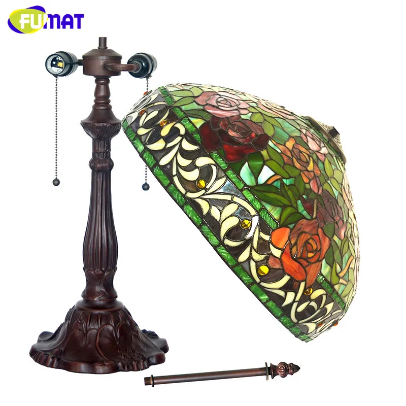 Лампа FUMAT из витражного стекла настольная лампа с розовым оттенком прикроватная