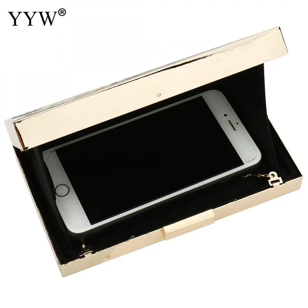 Flannelette Green Clutch Wedding Women Box Bag Gold Chain Geometric Zinc Alloy Christmas Evening Bags Female Party Clutch Gold