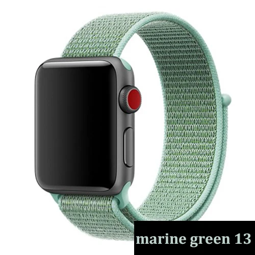 marine green Ремешок для apple watch, ремешок 44 мм, 40 мм, тканый нейлоновый ремешок iwatch серии 5, 4, 3, ремешок 42 мм, 38 мм, ремень, аксессуары для apple watch - Цвет ремешка: marine green
