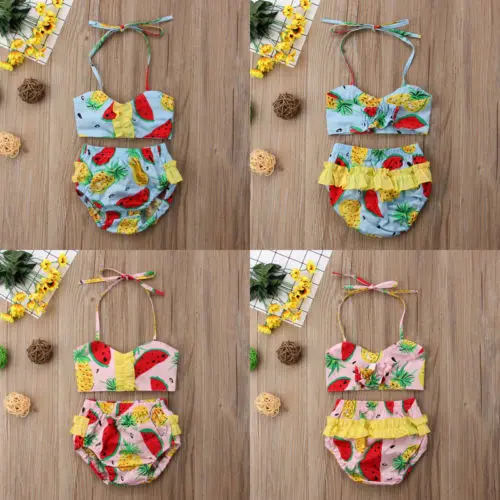 Милый комплект бикини с цветочным рисунком для маленьких девочек купальный