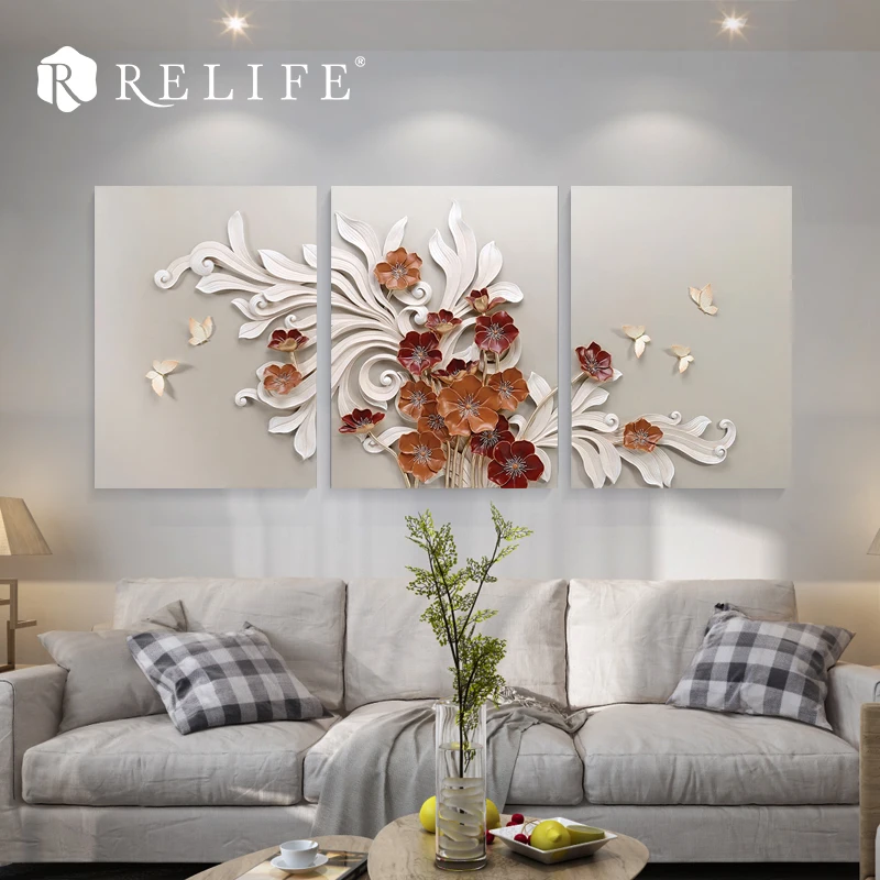 3 Панели комбинированная Модульная картина цветок настенные украшения гостиной