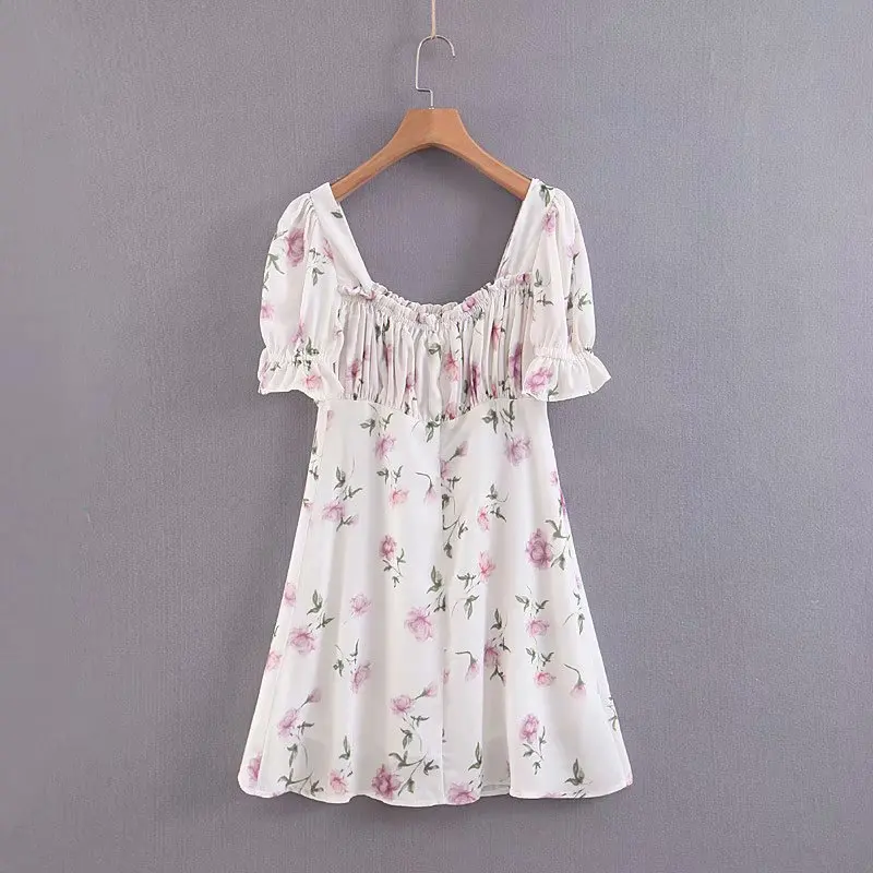 2019 летнее новое платье с цветным Ретро принтом мини-платье для отдыха без