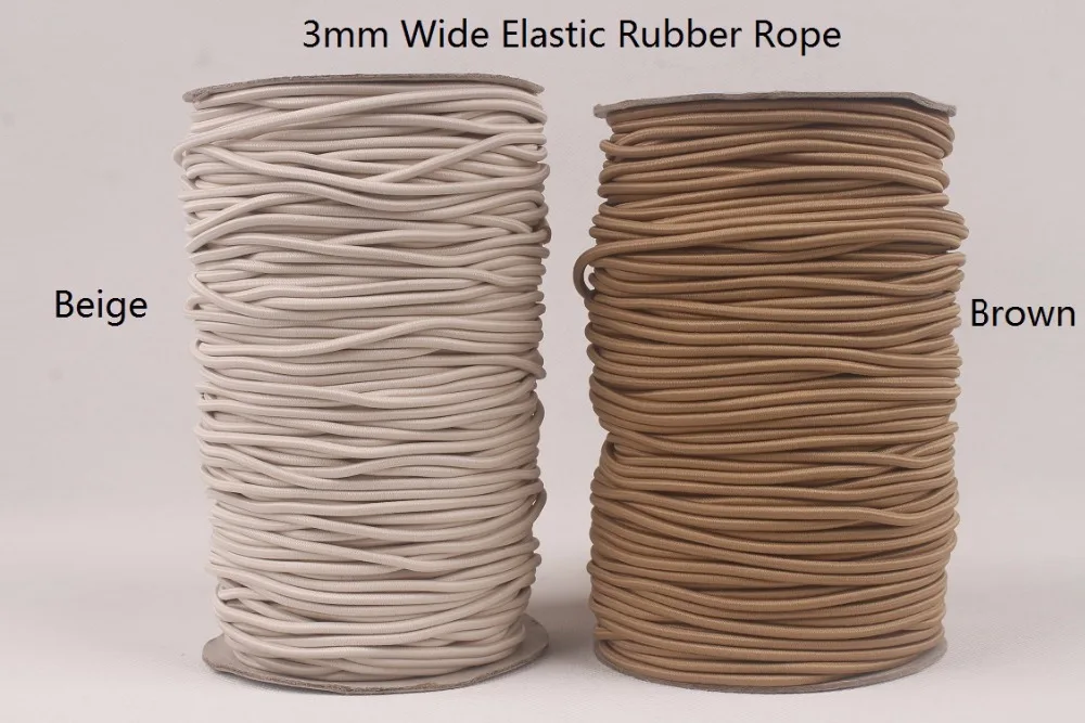 

Beige and Brown 3mm wide elastic rubber webbing rope for DIY 20 yards a lot