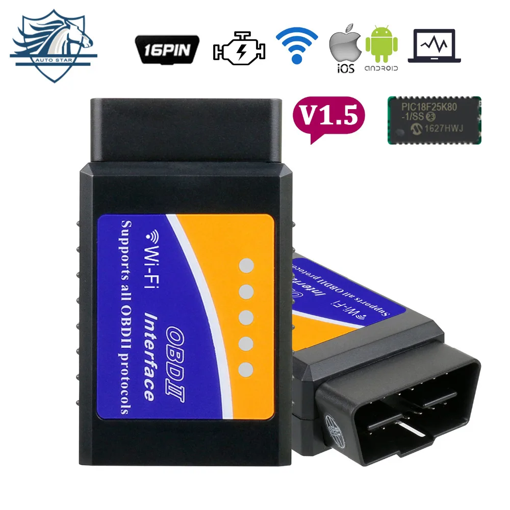 OBD2 ELM327 V1.5 WI FI с PIC18F25K80 чип для Android IOS Windows автомобильные инструменты диагностики
