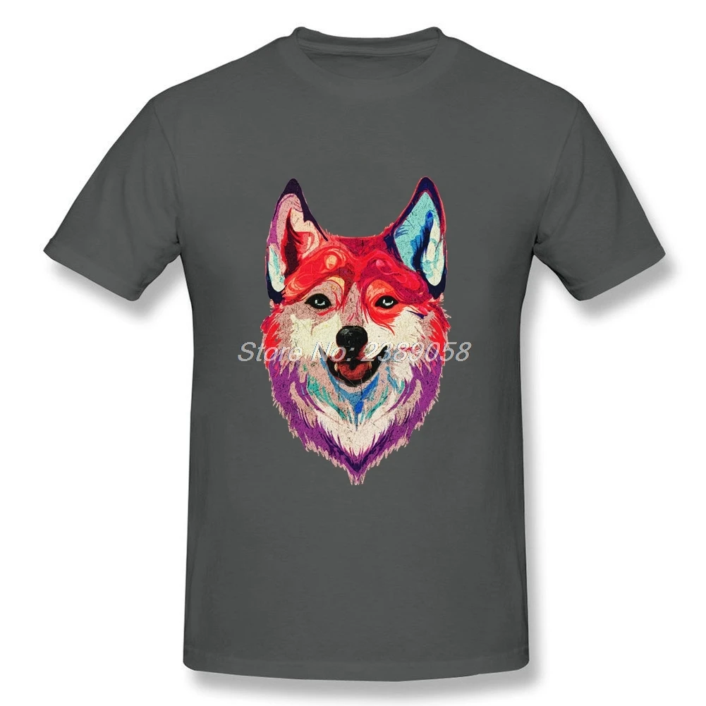 Мужская футболка с забавным мультипликационным принтом Happy Husky винтажные топы