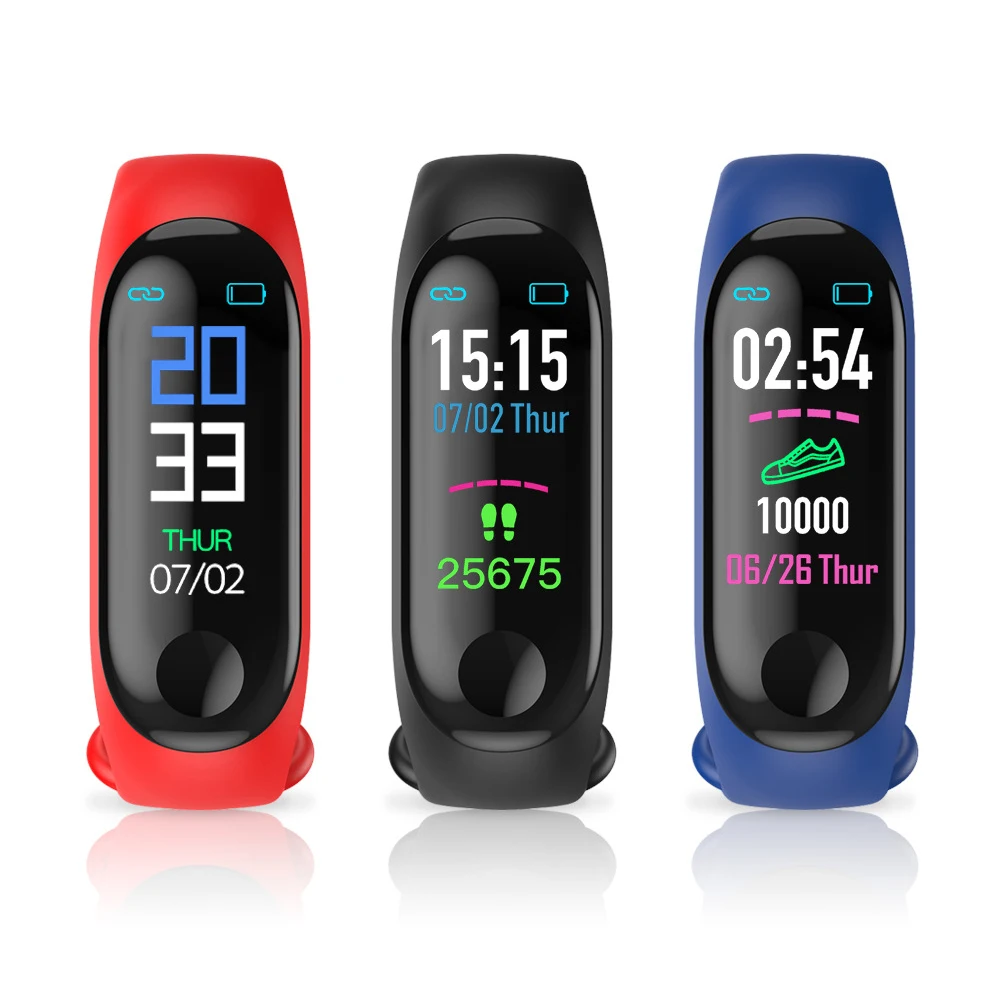 Фитнес браслет крови Давление открытый ips Экран монитор сердечного ритма Смарт M3