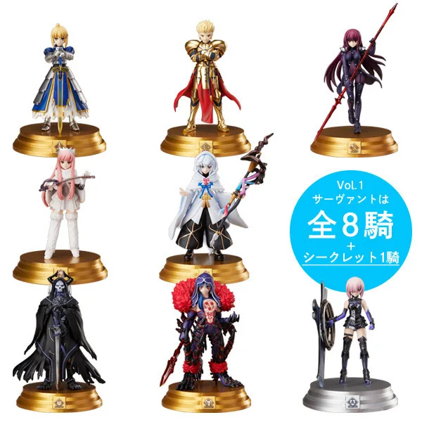 8pcs Fate FGO Saber Merlin action figure Statue collectible model toys T30