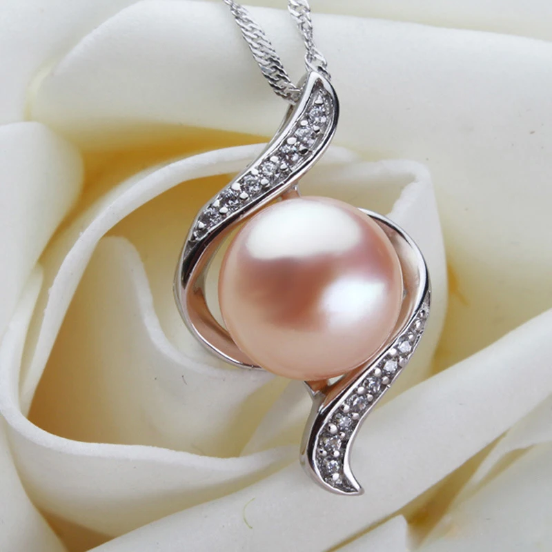 Женское ожерелье с подвеской из натурального пресноводного жемчуга серебро 925