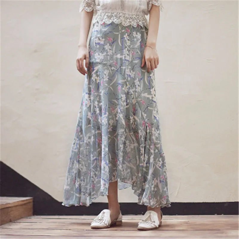 Женская офисная юбка элегантная свободная и удобная плиссированная с принтом в