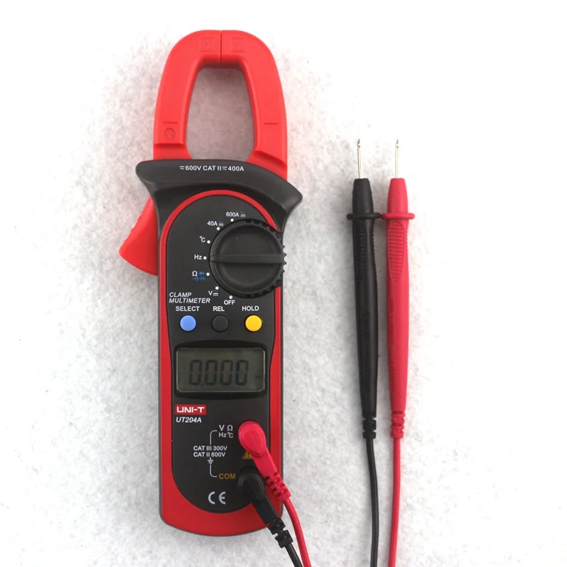 UNI-T UT204A AC DC 600A 600 в цифровой клещи мультиметр автоматический Диапазон Амперметр Вольтметр Ом Herz Temp. Тестер диагностический инструмент