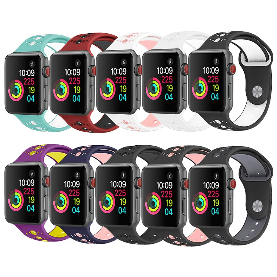 Оригинальные цветные силиконовые ремешки для Apple Watch 38 мм 42 резиновые IOS watch Series 3/2/1