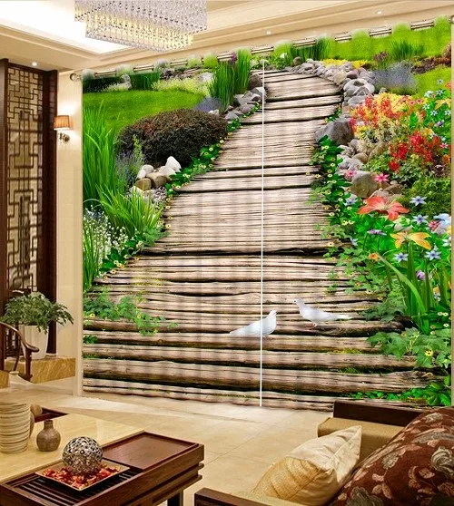 3D Curtain 3D фото занавески парк деревянный мост современные занавески s для спальни гостиной затемненные занавески интерьерные Rexovation Индивидуальный размер - Цвет: 3D Curtain