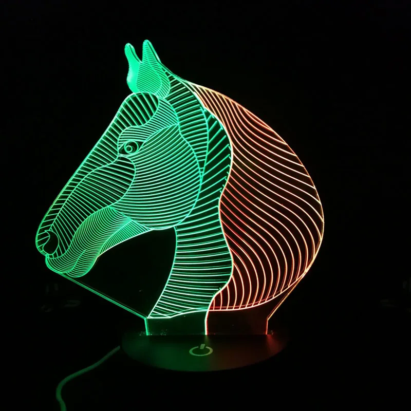 Новая Лошадь 3D ночник креативный 3 D лампа визуальное освещение для украшения комнаты рождественский подарок, новинка для малышей