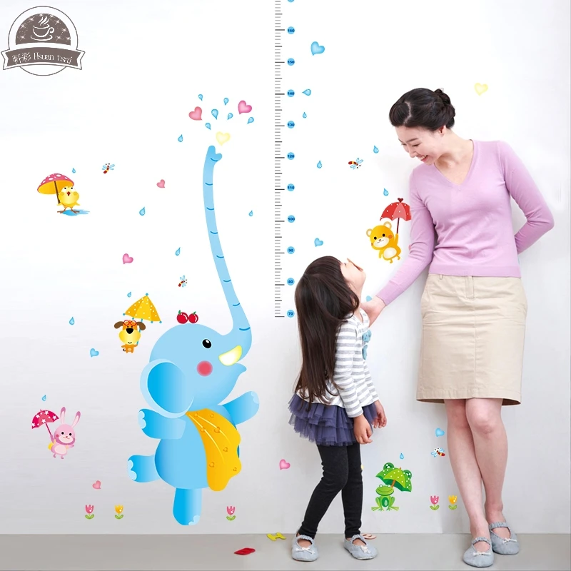 

Elephant child height DIY Vinyl Wall Stickers For Kids Rooms Home Decor Art Decals 3D poster Wallpaper decoration