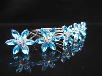 120 pcs new fashion snowflake hair jewelry blue crystal rhinestone wedding prom hair pins free shipping