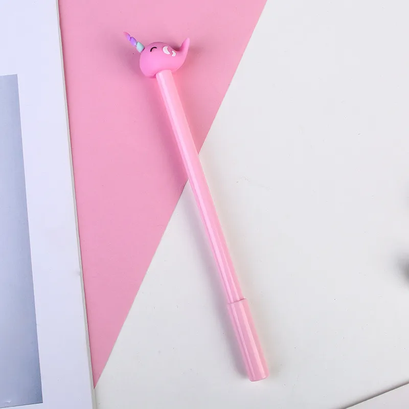 A-Pink 17 видов стилей милый Единорог гелевые ручки мультфильм силикагель/пластик черные чернила гелевая ручка для детские подарки письменные принадлежности Поставки канцелярские принадлежности - Цвет: A-Pink