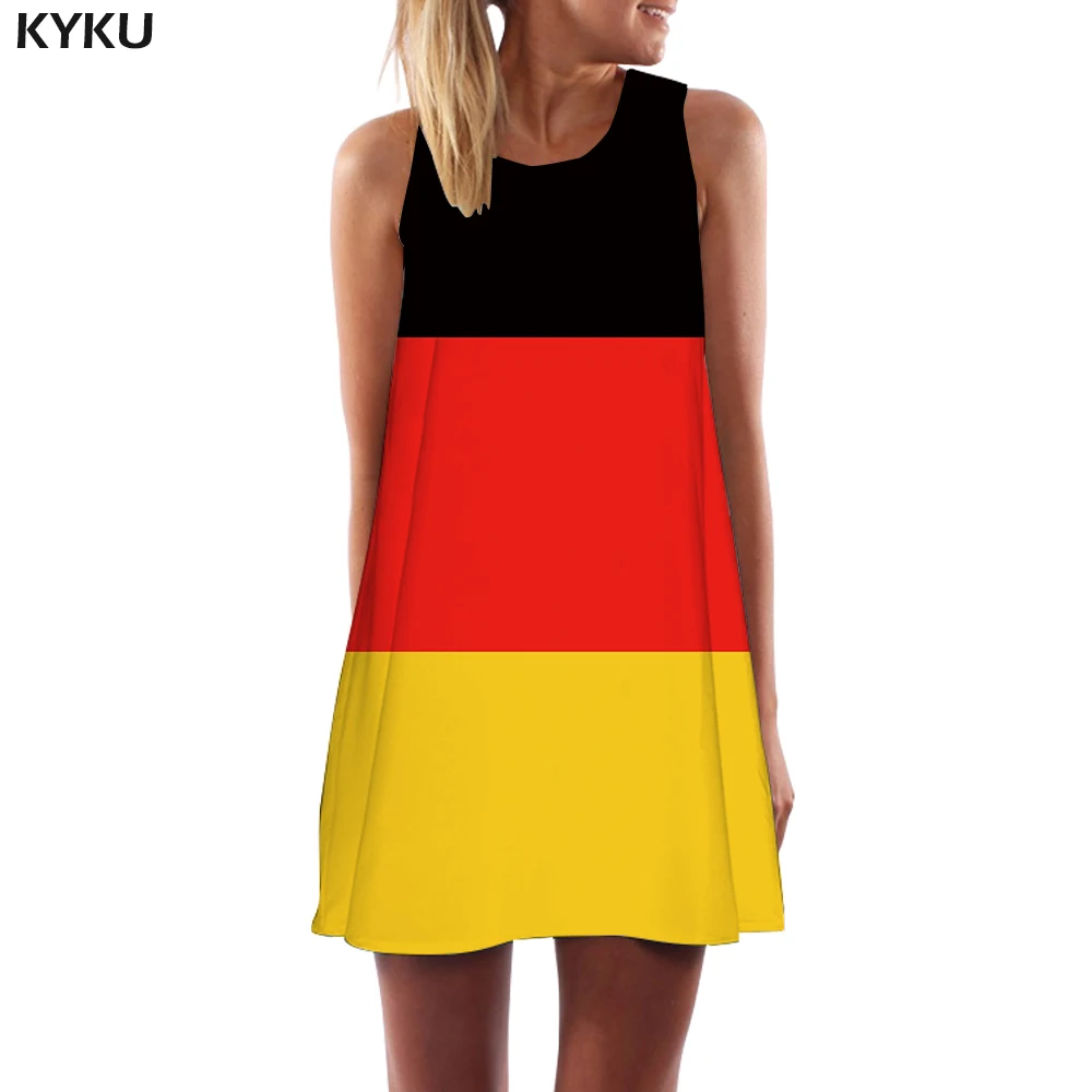 KYKU платье с геометрическим узором для женщин германия танк флаг Vestido сексуальный