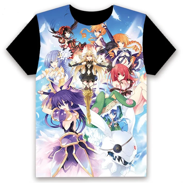 Модная мужская футболка аниме Дата живой Yatogami Tohka Tokisaki Kurumi Косплей Izayoi Miku короткий рукав черная футболка на заказ - Цвет: 12