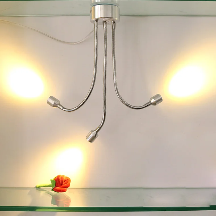 Flexible Pipe 3W/9W LED Reading Light Fixture Wall Mount Lamp Picture Spotlight Switch Plug Cabinet Bookshelf