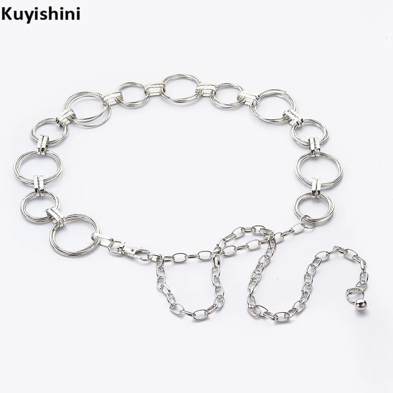 Ремень с металлической цепочкой для женщин Модный дизайнерский пояс кольцом