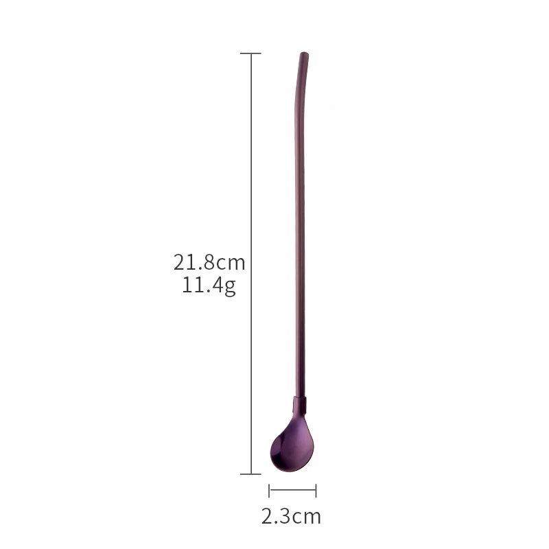 2 purple S 2 шт красочные многоразовые соломинки для питья ложка из нержавеющей стали металлические Коктейльные трубочки ложка для перемешивания Бар молоко кофе инструменты для перемешивания - Цвет: 2 purple S