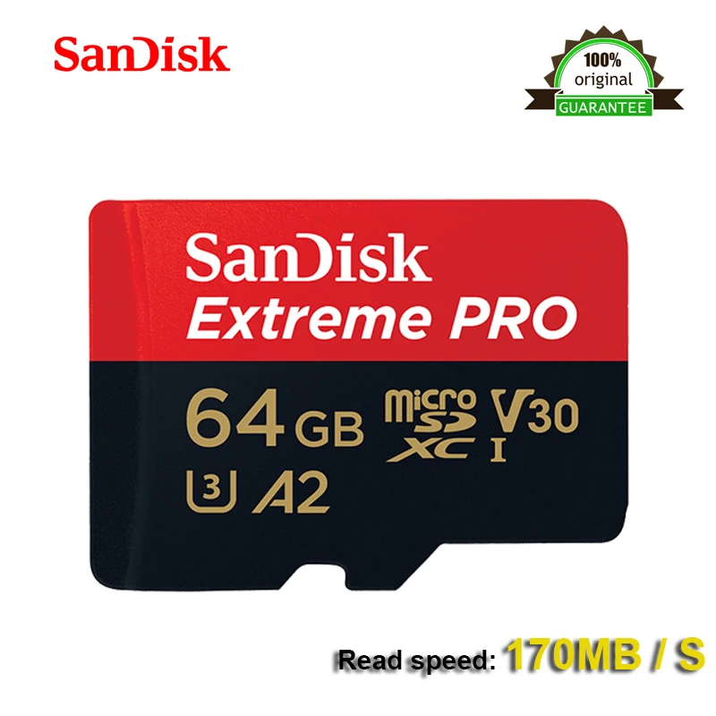 SanDisk Extreme PRo microSDXC/microSDXC UHS-I 64GB 128GB A2 Memory Card micro SD TF 170MB/s Class10 U3 With Adapter | Компьютеры и