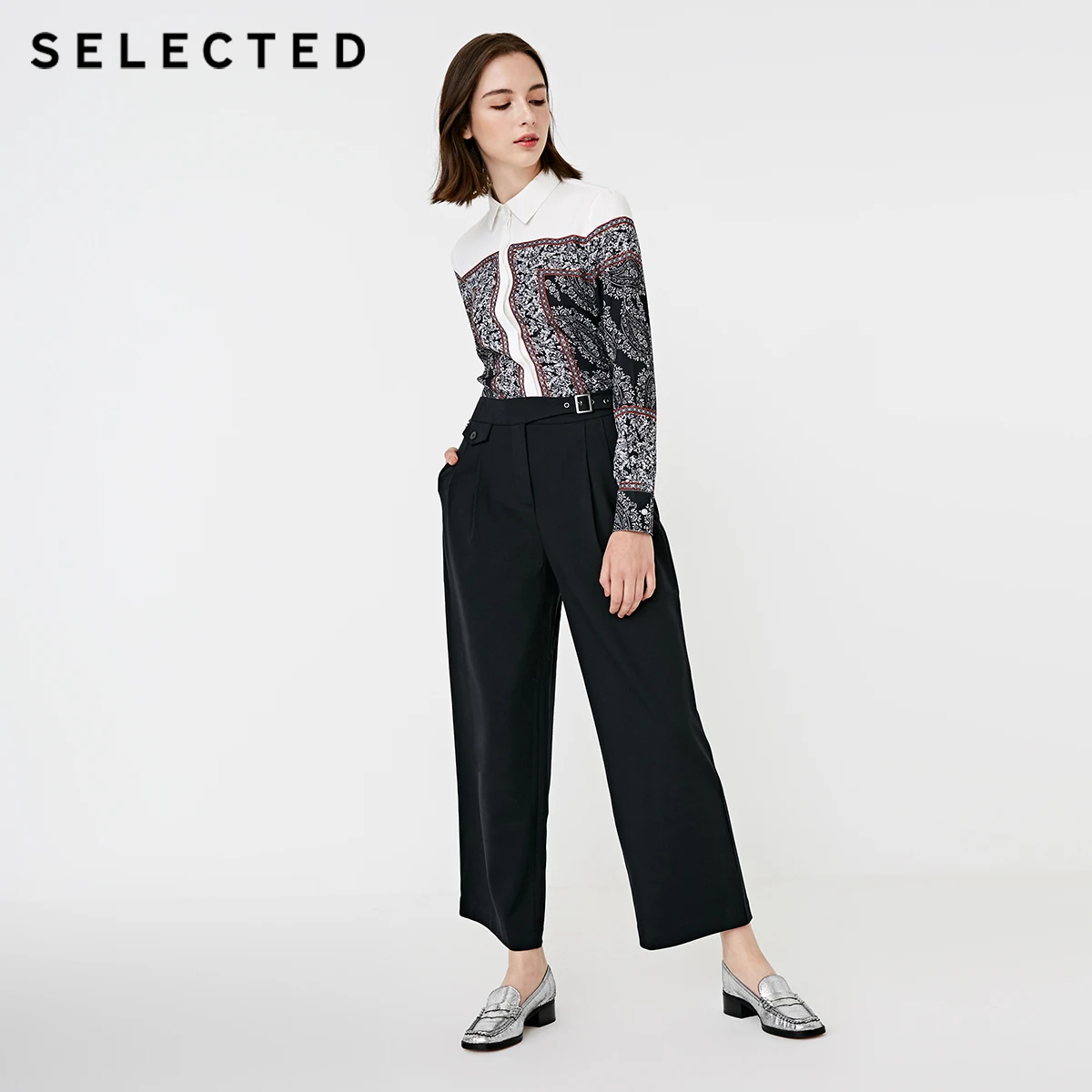 Отборные женские широкие повседневные укороченные брюки с высокой посадкой S |