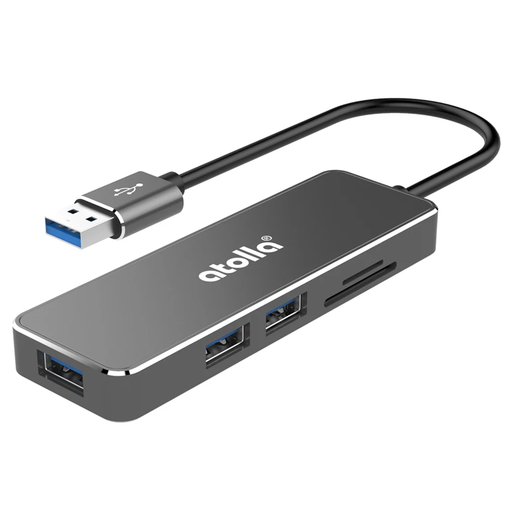 Atolla 3 порта USB 3,0 концентратор разветвитель портативный алюминиевый концентратор данных с SD TF кард-ридером Для iMac, MacBook или любых других USB устройств