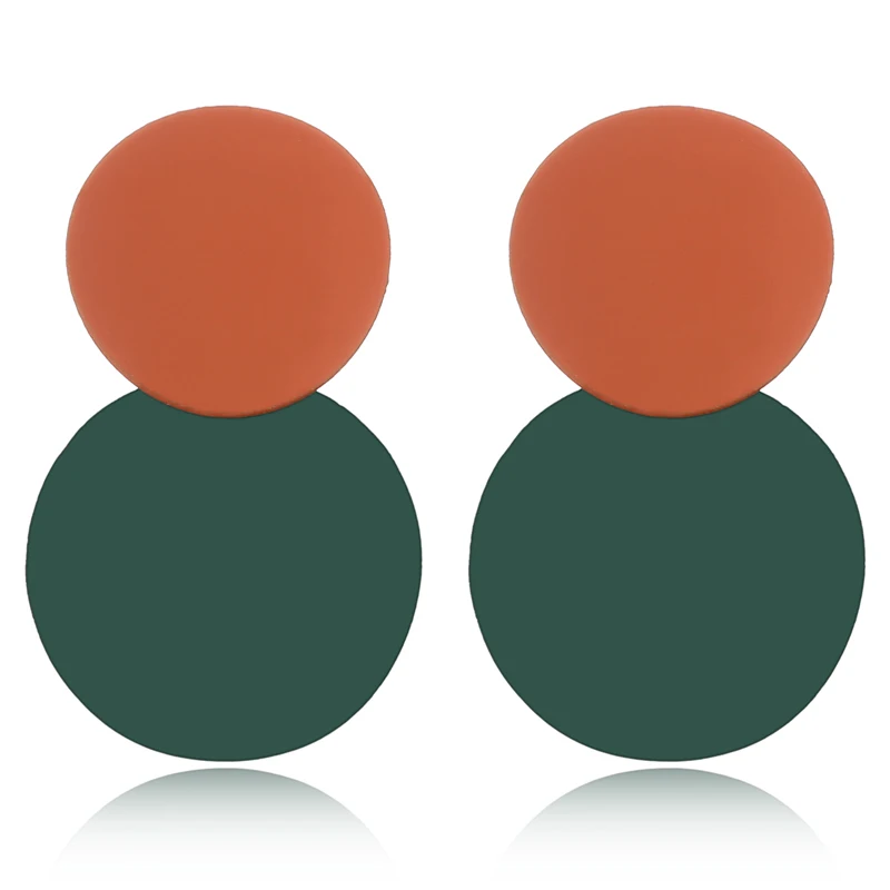 Orange Green XIYANIKE элегантные круглые металлические неровные серьги для женщин НОВЫЕ геометрические серьги из сплава модные ювелирные изделия подарок 3 цвета E249 - Окраска металла: Orange Green