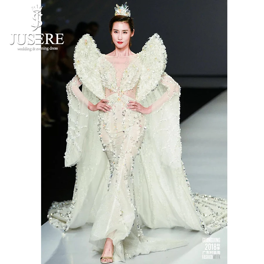 Снежная королева bling sheer совок декольте тяжелый бисером с жемчугом и блестками Ватто Поезд Красный ковер вечернее платье