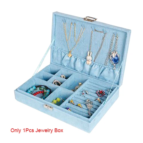 High Quality Women Makeup Organizers Jewelry Bracelet Necklace Ring Earrings Box Beauty Travel Cosmetics Display Container Case - Цвет: Blue