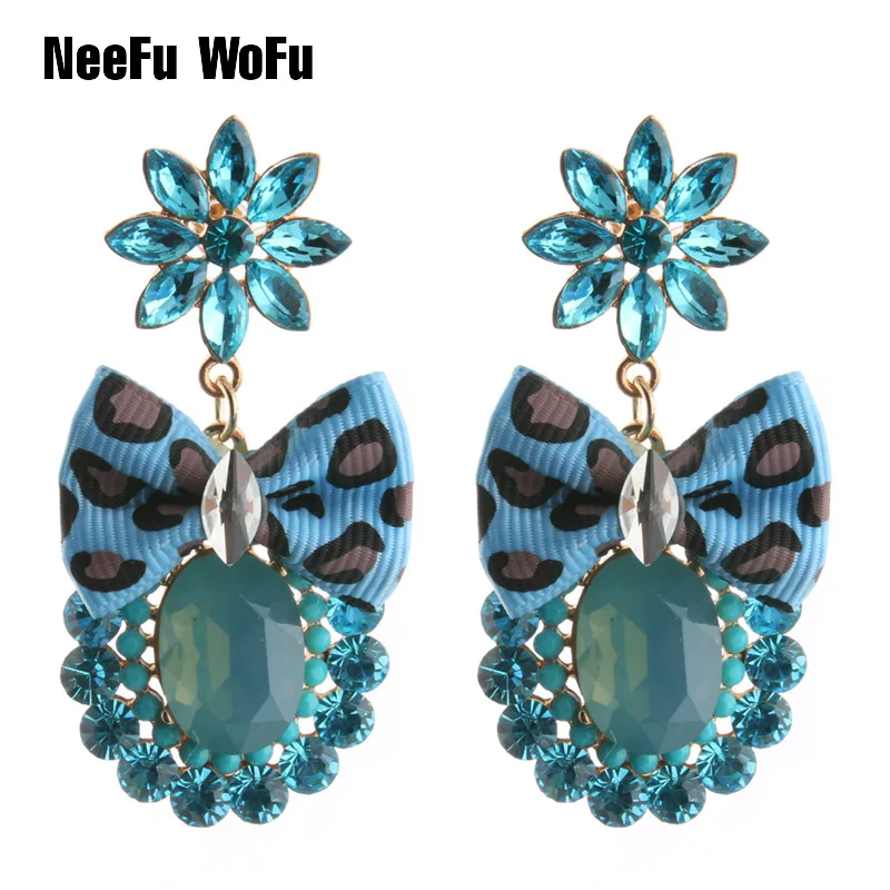 Большие серьги подвески NeeFu WoFu с кристаллами и стразами висячие из цинкового