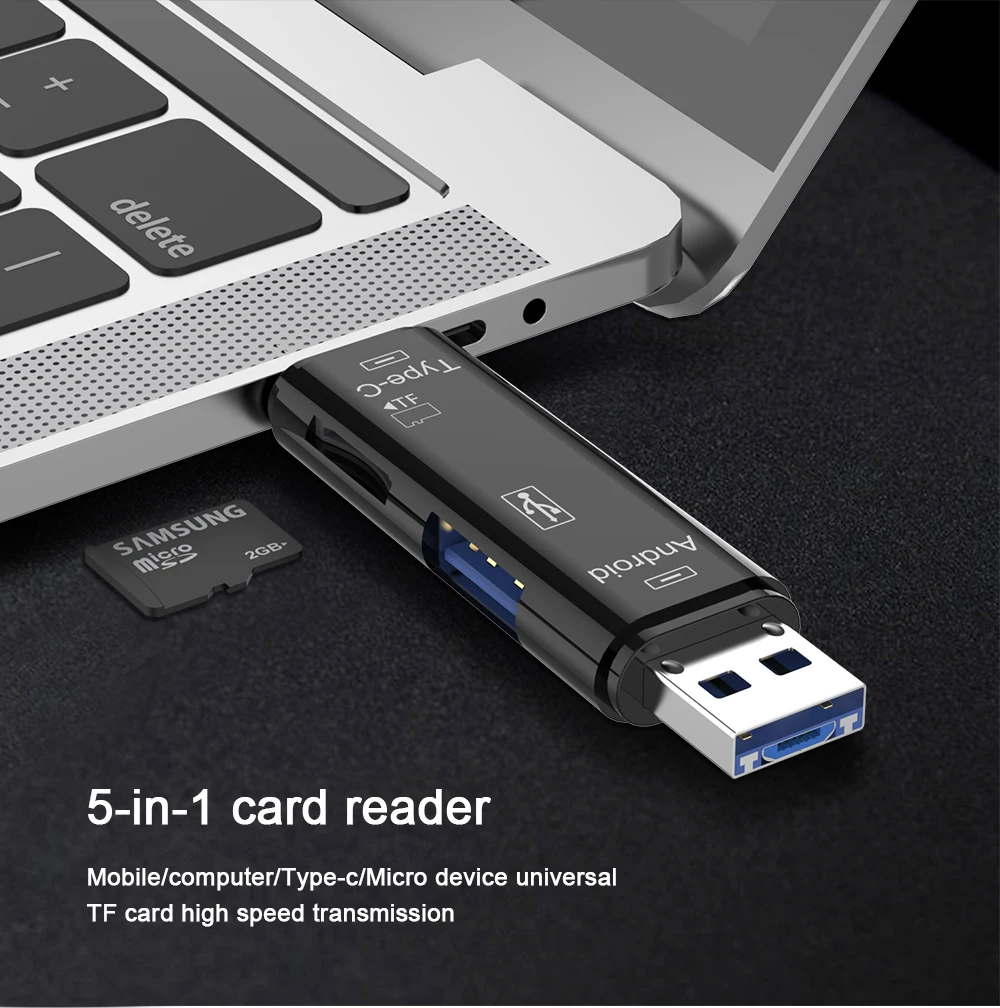 5 в 1 OTG кард-ридер Тип C и микро USB флэш-накопитель высокоскоростной USB2.0 Универсальный OTG TF/SD карта для Android ноутбук компьютер