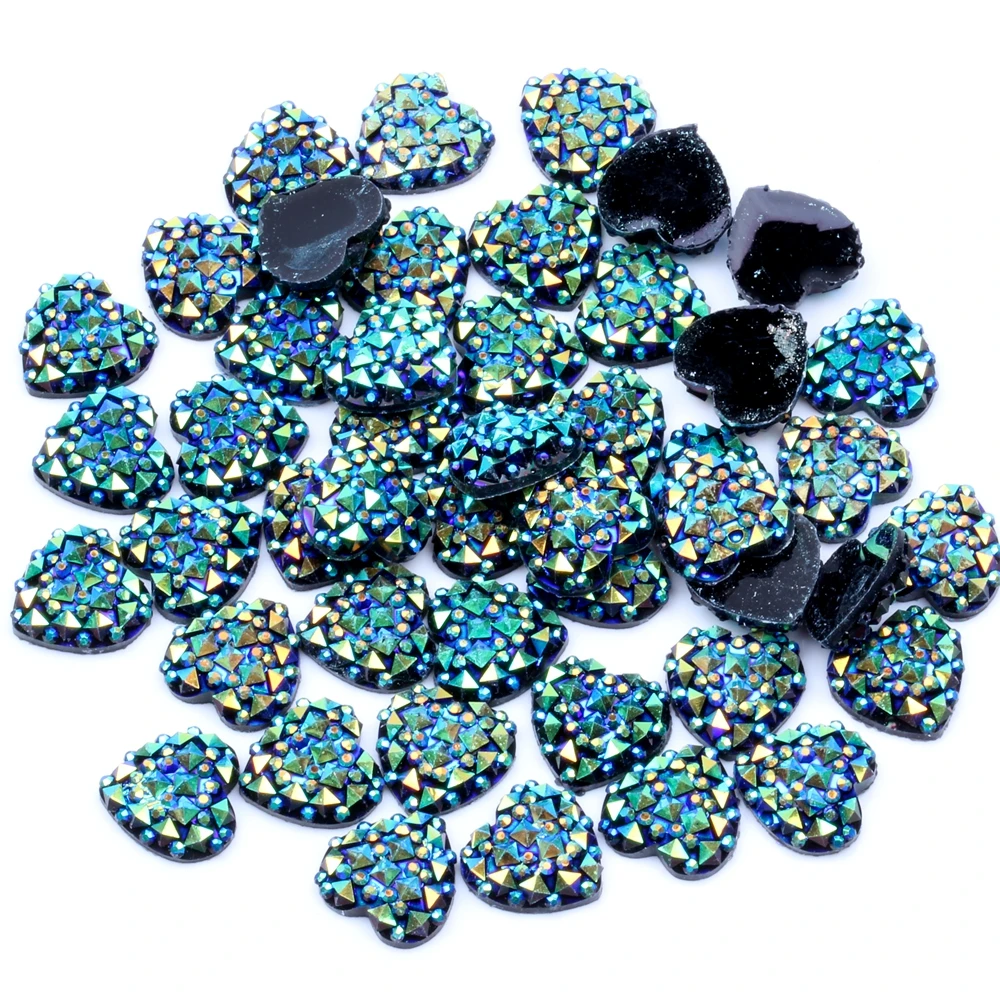 

200pcs 12mm Heart Shape Flatback Non Hotfix Resin Gems Rhinestone High Luster Glue On Wedding Dress DIY Nail Art Decoration